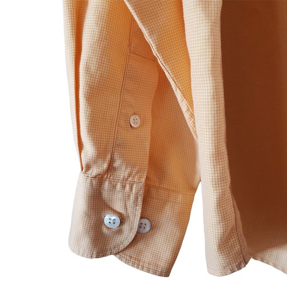 Faconnable Men's Shirt, Long Sleeve, Tiny Check, Light Orange/Tangerine, Sz L - Picture 5 of 9